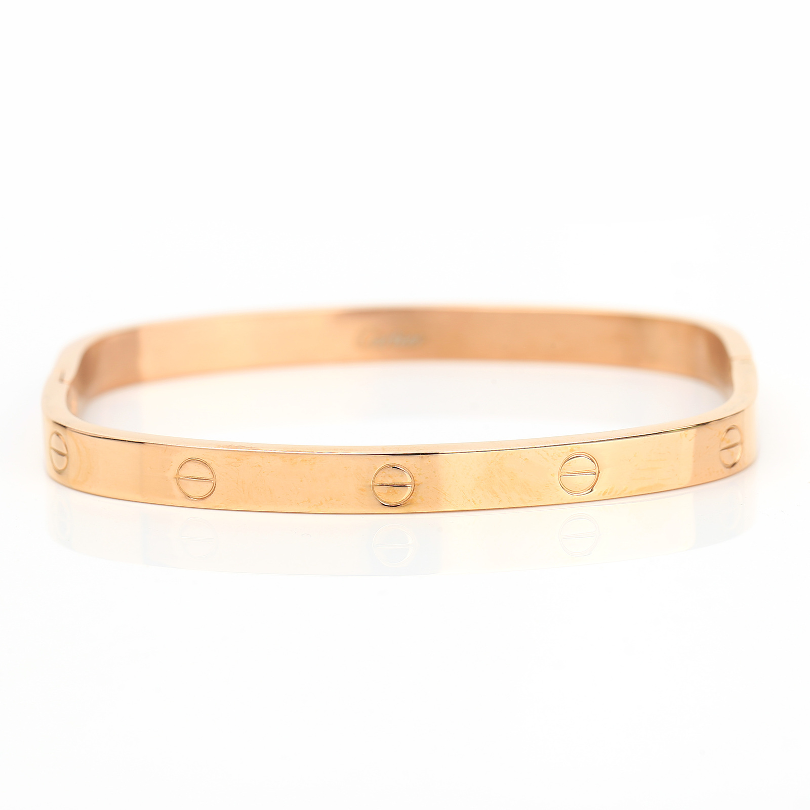 Unisex Rose Gold Tone Screw Like Design Hinged Bangle Bracelet