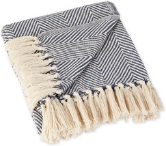 Dii Rustic Farmhouse Cotton Chevron Blanket Throw With Fringe For Chair, Couch, - £25.72 GBP