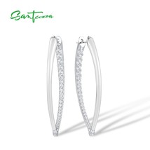 925 Sterling Silver Hoop Earrings For Women Sparkling White CZ Stylish Red/White - £58.68 GBP