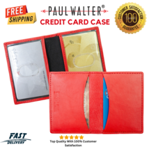 Men Red Wallet Credit Card Case Front Pocket Thin Slim ID Window Leather,RFID - £8.72 GBP