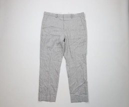 Express Mens 33x27 Herringbone Linen Blend Chinos Chino Pants Trousers Gray - $49.45