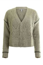 Autumn Cashmere shaker v neck cardi w/ diamond Pebble/pepper - $6,224.00 MXN