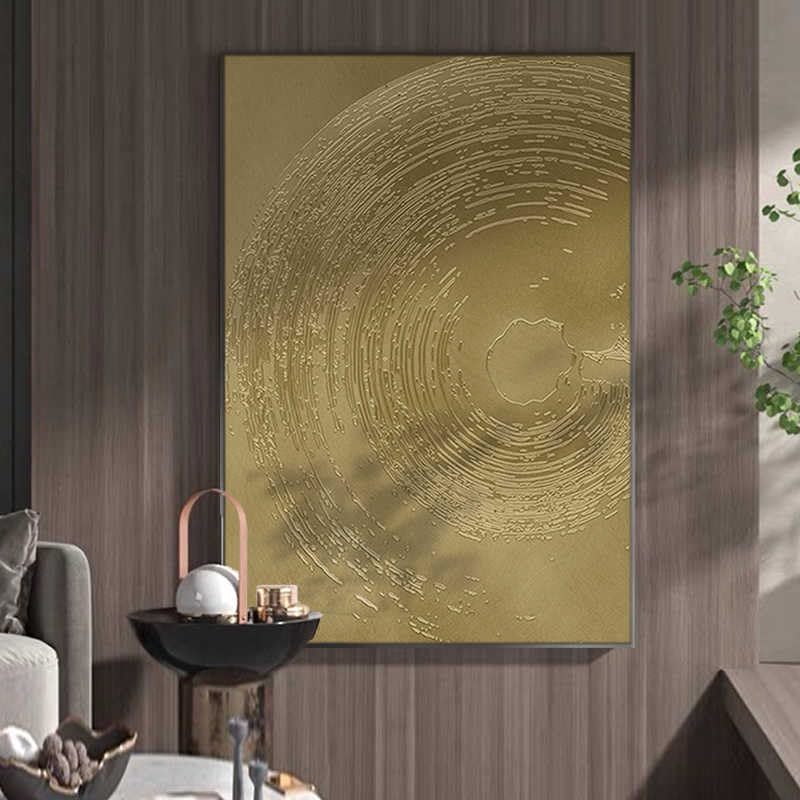 interoknack Luxury Gold Textured Metal Wall Art, Modern Abstract Embossed Panel, Item image 5
