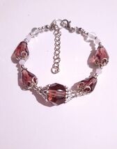 Victorian silver burgundy bracelet Boho bracelet red wine tone little ro... - $49.29 CAD