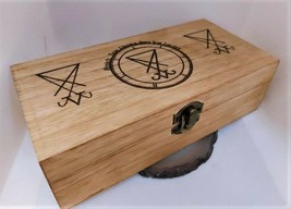 Handmade engraved wooden jewellery box Sigil of Lucifer - Seal of Satan Occult  - £29.30 GBP