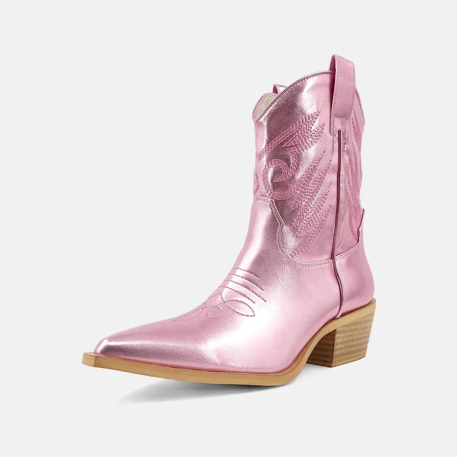 Shu Shop Women&#39;s Zahara Cowboy Boot Metallic Pink - $69.00