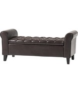 Contemporary Rolled Arm Storage Ottoman Bench Keiko By Christopher Knigh... - £150.17 GBP