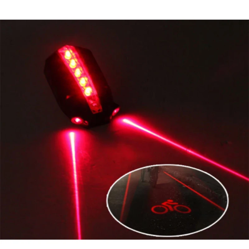 Beam Bike Logo&quot; Waterproof Rear Bicycle Tail Light 2 Laser+5 LED Red Lamp 4 - £8.60 GBP