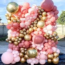 Pink Balloons Arch Kit Garland And Metallic Gold For Girl Baby Shower Princess N - £28.46 GBP