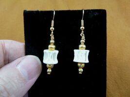 s819-2) Shark fish Modern Vertebrae gold tone dangle Earrings pair JEWEL... - $14.99