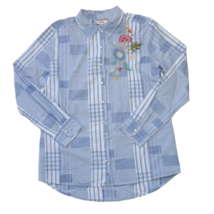 NWT Johnny Was Workshop Zanzibar Shirt in Blue Plaid Embroidered Pearl Snap S - £116.96 GBP