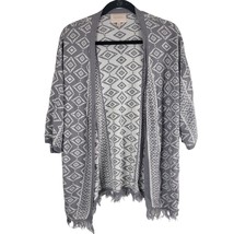 Skies Are Blue Cardigan Sweater XL Womens Half Sleeve Grey White Aztec Pull On - £15.81 GBP