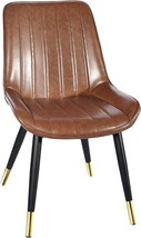 Gia Retro Armless Upholstered Side Dining Chair With Vegan, Caramel Brown - £172.11 GBP