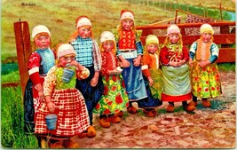 Vtg Postcard 1920s Marken Netherlands Dutch Girls In Colorful Costume - £8.07 GBP