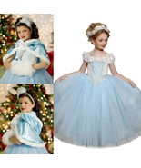 Dress + Cape Frozen Elsa Anna Kids Girls Dresses Costume Princess Party ... - $20.49 CAD