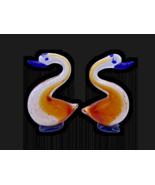 Murano Style Glass Duck Bird Figurines Set Lot 2 Bookends Coastal Nautic... - €43,30 EUR