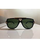Men's Run-DMC style sunglasses with green lenses & black frame with gold accents - $10.00