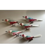 Vintage Lot Of 5 Mercury Glass Bird Clip Ornaments Black Beaks MCM - $2,369.32 MXN