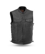 Men&#39;s Leather Vest Sniper Soft Milled Cowhide Bike Vest by FirstMFG - £125.89 GBP