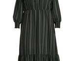 Terra &amp; Sky Black Ikat Stripe Tiered Long Sleeve Peasant Maxi Dress Plus... - $19.70