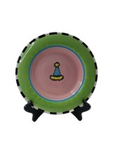 2009 Outta Hand Ceramic 9&quot; Green Celebration Party Hat Dessert Plate by Amy - £9.87 GBP