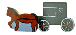 Vintage Wooden Magnet Horse Drawn Cart Painted - $14.84