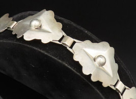 TAXCO 925 Silver - Vintage Designer Floral Motif Link Bracelet - BT9535 - £165.05 GBP