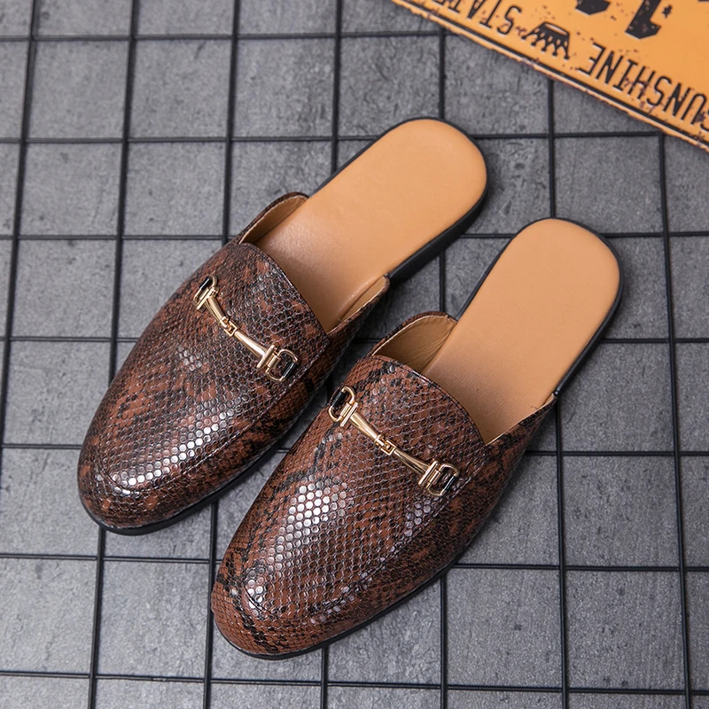 Misalwa  Skin Pattern Men Half Dress Shoes Indoor PU Leather Slippers Plus Size  - £190.47 GBP