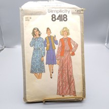 Vintage Sewing PATTERN Simplicity 8418, Misses 1977 Pullover Dress in Tw... - $10.70