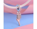 Valentine Release Two Tone 925 Silver, Rose gold Pave Padlock &amp; Key Dang... - $18.00