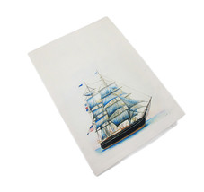 Zeckos Betsy Drake Whaling Ship Kitchen Towel 19 Inch X 19 Inch - £27.24 GBP