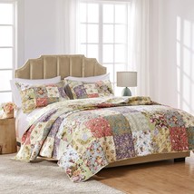 Blooming Prairie Cotton Patchwork Quilt Set, 2-Piece Twin/Twin, Greenland Home. - £47.13 GBP