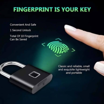 Smart Fingerprint Door Lock Keyless Anti-theft Security Padlock USB Rechargeable - £14.50 GBP