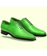 Green Oxford Men's Whole Cut Leather Dress Shoes Premium Quality Handcrafted - £120.54 GBP - £168.77 GBP
