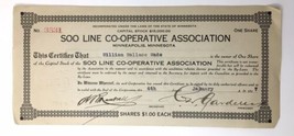1917 SOO LINE CO-OPERATIVE ASSOCIATION Stock Certificate Minneapolis MN - £20.45 GBP