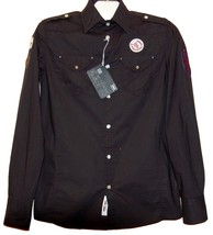 Free Shirt  Men&#39;s Black Logo Casual Cotton Shirt Size S NEW - £22.18 GBP