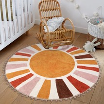 LIVEBOX Retro Sun Round Rug 4 ft,Colorful Boho Rug for Bedroom,Living Room, Cute - £40.88 GBP