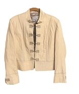 Pamela McCoy Womens Cream Leather Jacket Large - $1,298.70 MXN