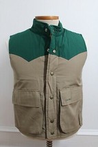 Vtg 70s Hillary Fieldwear S Brown Green Snap Western Puffer Vest Thinsulate - £18.36 GBP
