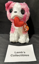 Romeo the dog plush 6&quot; Ty Beanie Boo Baby 2017 Bean Bag Stuffed Toy Animal heart - £7.85 GBP