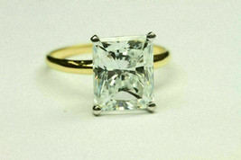 3.00Ct Radiant-Cut Moissanite Solitaire Engagement Ring Solid 14K Yellow Gold - £290.25 GBP