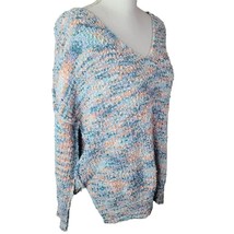 Rachel Zoe Sweater Confetti Knit Pom Womens Large Purple Pink Pullover V... - £14.03 GBP