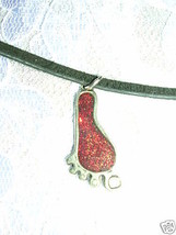 Barefoot Foot Print With Red Glitter Inlay Pendant Adj Necklace - £6.79 GBP