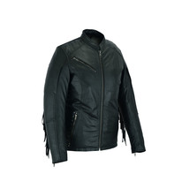 High Mileage Ladies Black Fringe and Rivet Leather Jacket - £151.00 GBP+