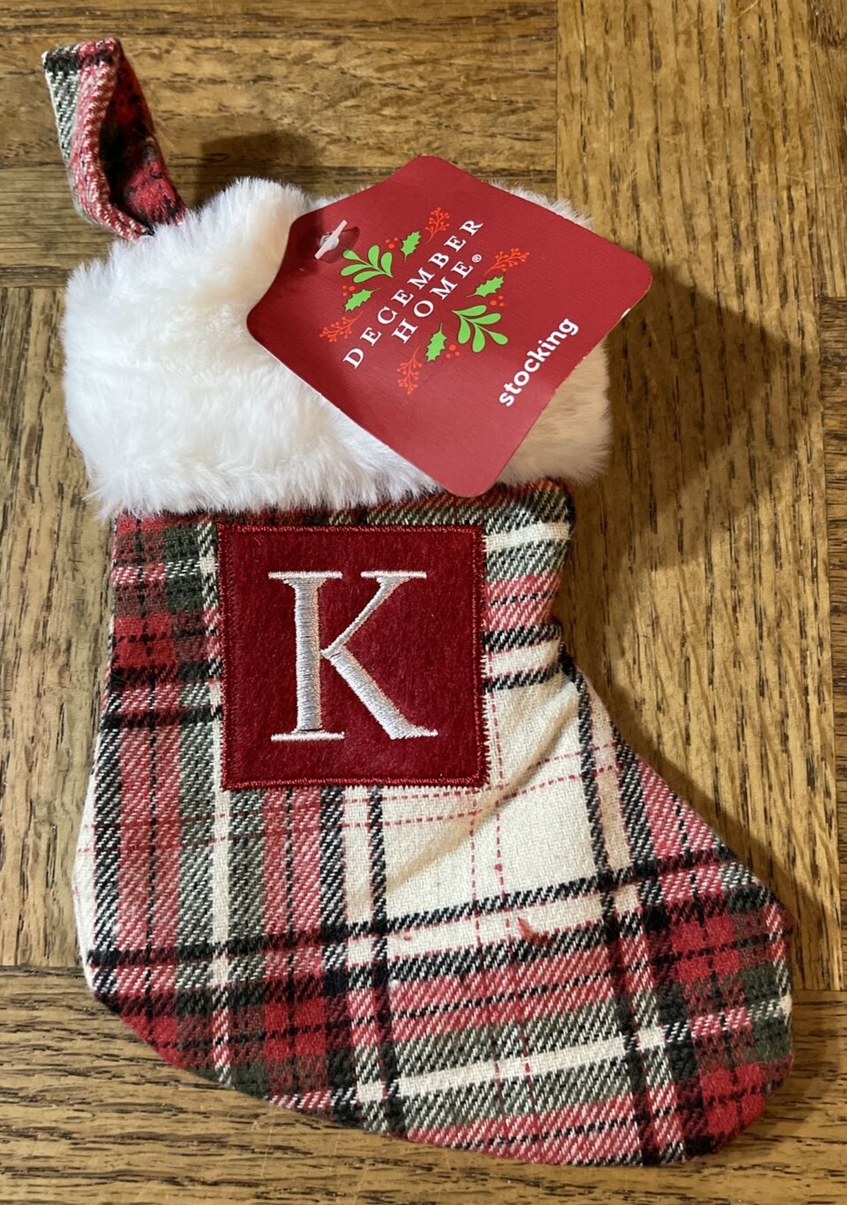 December Home Christmas Mini Stocking Letter &quot;K&quot; -Brand New-SHIPS N 24 H... - $18.69