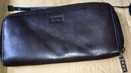 MAXX New York Brown Zipper Compartment Leather Wallet VTG Used - £18.68 GBP