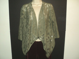 Chico&#39;s Cardigan Top Size 0 XS (Runs Larger) Olive Green Lace 3/4 Sleeves - £17.70 GBP