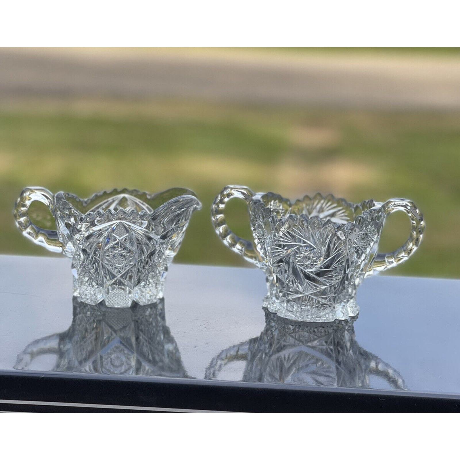 Creamer &amp; Sugar EAPG Imperial Glass Ohio NUCUT Antique - $25.95