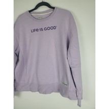 Life Is Good Sweatshirt XL Womens Long Sleeve Pullover Purple Crew Neck Top - $25.53