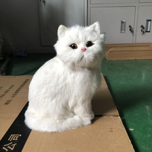 Lifelike Furry Simulation Kitty Cat Figurine Kitten Companion cat white  - £68.74 GBP